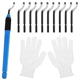 Entgrater Werkzeug Set mit 1 Handschuhe 10 BS1010 Ersatzklingen, Handentgrater Metall...