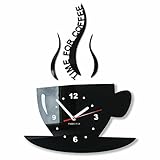 FLEXISTYLE Tasse Zeit für Kaffee Moderne Küche Wanduhr, schwarz, 3D römisch, wanduhr deko, 32 x...