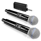 AMFUN Kabelloses Mikrofon, Drahtloses UHF Mikrofon Set mit wiederaufladbarem, Dual Handmikrofon für...