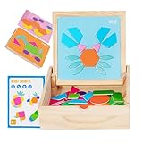 Wezalget Magnetische Tangrams,Lernspielzeug Aus Holz - Pädagogisches Puzzlespiel,Für Kinder...