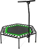 SportPlus Fitness-Trampolin, Ø 126cm, leise Gummiseilfederung, 5-Fach höhenverstellbarer...