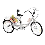 awolsrgiop 24 Zoll Klappbar Dreirad für Erwachsene, 3 Räder 7 Gang Adult Fahrrad mit Korb,...