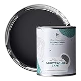 MissPompadour edelmatte Wandfarbe Schwarz mit Samt 1L - sehr hohe Deckkraft - geruchsneutrale,...