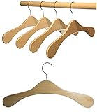 Hagspiel Kleiderbügel aus Holz, Garderobenbügel aus Buchenholz, Natur lackiert 5 STK.,...