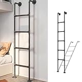 AGLZWY Metall Hochbettleiter zum Einhängen 3m, Höhenverstellbar, Leiter 10 Stufen für Dachboden...