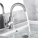 Auralum Wasserhahn Bad 360 grad drehbar, Wasserhahn Bad Hoch Messing chrom, Waschtischarmatur Hoch...