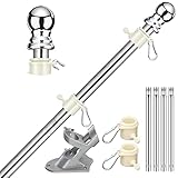 HORSE SECRET Fahnenmast aus Aluminium mit 180cm Fahnenmasthalter aus Edelstahl, Edelstahl...