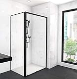 Marwell Factory Duschkabine 120x80x200 cm Dusche Fronteinstieg mit matt schwarzen Aluminiumrahmen...