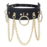 Yijunmca PU Leder Halskette O-Ring Damen Choker Punk Style Leather Halsband Nieten Collar Cosplayer...