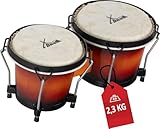 XDrum PERC Bongos Club Weinrot - 2 Trommeln mit 6' und 7' - Bongotrommeln mit stimmbaren Naturfellen...