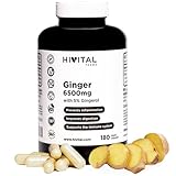 Ingwer 6500 mg. 180 vegane Kapseln für 6 Monate. Natürlicher Ingwerextrakt mit 5% Gingerolen, die...