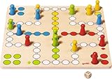 goki Ludo – Klassisches Holzbrettspiel für 2-4 Spieler mit 16 farbigen Pionen und robustem 28x28...