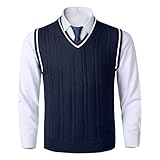 Pullunder Herren Ärmellos, Strickweste Herren Herbst Winter Weste V-Ausschnitt Übergrößen...