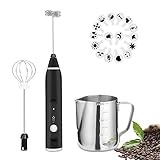 FITNATE USB Milk Coffee frother, elektrischer Milchaufschäumer Stab mit 3 Stufen, 2 Edelstahl...