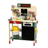 Theo Klein 8734 Bosch Holzwerkbank I Robuste Kinderwerkbank, höhenverstellbar I Elektr....