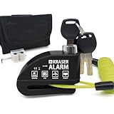 KRASER 6Y Bremsscheibenschloss mit Alarm 110 dB, Verstärkt, 3 Schlüssel (2 Ersatz) Hochsicherheits...