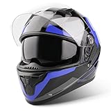 VINZ Becket Integralhelm mit Sonnenblende ECE 22.06 | Motorrad Helm Vollvisierhelm Mopedhelm |...