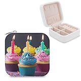 Bunte Schmuckschatulle mit Cupcake-Motiv, personalisierbar, Reise-Schmuckkästchen, Anhänger,...
