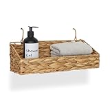 Relaxdays Aufbewahrungskorb Wasserhyazinthe, 2 Haken, HxBxT 14 x 42 x 16 cm, Hängekorb Flechtoptik,...