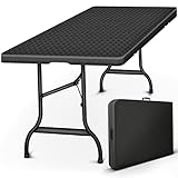 tillvex Gartentisch klappbar Rattan Optik 180x75cm | Buffettisch mit Tragegriff | Klapptisch für...