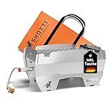 SKOTTI Grill Gas, Camping Grill Gas klein, Ideal für Camping, Festival oder Balkon, Gasgrill für...