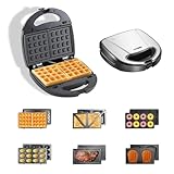 OKYUK Sandwichmaker mit 6 wechselbaren Platten, 750W Sandwichtoaster Waffeleisen mit...