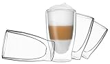 DUOS 4X 400ml Latte Macchiato Gläser Set - Doppelwandige Thermo Gläser, Cappuccino Gläser -...