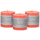 Stumpenkerzen, 7,6 x 7,6 cm, 3 Stück, geruchlose orangefarbene Stumpenkerzen, tropffreie Kerzen,...