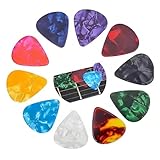 SYQZMYA 12er Set Plektrum,Mit 0,5 0,75 1,0 mm verschiedenen Stärken Guitar Picks,Vielseitige...