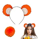 Bärenohren Haarreif | Niedliches Haarband mit Plüschschwanz - Kostümzubehör,...