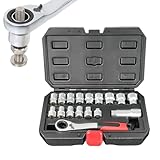 Ratschen-Steckschlüssel-Set, Antriebssteckschlüssel-Set mit Ratsche, kompaktes Werkzeugset für...