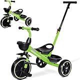 KRIDDO 2-in-1 Kinder Dreirad für 18 Monate bis 5 Jahre - mit verlängerter Schubstange für...