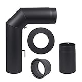 Rohr-Set standard schwarz metallic 70cm x 45cm Ø 150 + RL 250mm Kamin Ofen Winkel 90° Abgas...