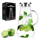 LIBWYS 2200ml Glaskaraffe - Karaffe Glas mit Deckel, Wasserkaraffe aus Borosilikatglas,...