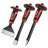 MAXPOWER Handmeißel Set 3 Stück mit Handschutz, Spitzmeißel 30cm, Präzisionsflachmeissel 30 x 3...