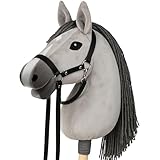 CELMAN Hobby Horse Steckenpferd Grau mit Zaumzeug & Leine – A3 Kopfgröße – Großer Reitspaß...