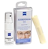 ZEISS AntiBESCHLAG Set (Spray 15ml + Tuch), effektiver Schutz vor beschlagenden Brillengläsern