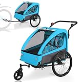 Kinderfahrradanhänger 2in1 mit Jogger & Buggy Funktion, Federung, höhenverstellbarem Schiebegriff...