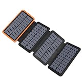 BRENCIL Solar Powerbank 27000mAh, 22,5W Power Bank mit 4 Solarpanels Tragbares Externer Akku Solar...
