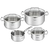 Tefal Duetto + 3 Töpfe 16/20/24 cm, 1 Stielkasserolle 16 cm aus Edelstahl, 3 Glasdeckel,...