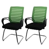 Mendler 2er-Set Konferenzstuhl HWC-K51, Besucherstuhl Freischwinger, 150kg belastbar Stoff/Textil -...