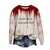 Problem Gelöst Halloween Pullover Damen I´m Fine Print Halloween Kostüme Rundhals Langarm...