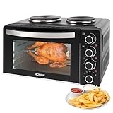 Bomann® Mini-Backofen mit Kochplatten und Drehspieß | gleichzeitig kochen u. backen | Minibackofen...