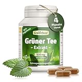 Grüner Tee Kapseln, hochdosiert, 400mg - 120 Kapseln, vegan. Grüner Tee Extrakt - mit 90%...