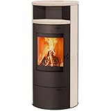 Kaminofen München V3 braun Speckstein Creme weiß beschichtet 7kw Speicherofen mit Steinverkleidung...
