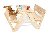 Pinolino Kindersitzgarnitur Nicki für 4 mit Lehne, aus massivem Holz, 2 Bänke mit Rückenlehne, 1...