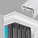 Gardinenstange Vorhangschienensystem 3-in-1 Metall Gardinenstange Custom Length Drapes Rod - Double...