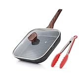 Kordisen Grillpfanne Induktion 24 cm mit Deckel – Grillpfanne mit Ausguss & Steakpfanne...