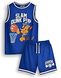 PAW PATROL Jungen Chase Basketball Trikot & Shorts Set | Kids Slam Dunk Pup Zweiteiliges...