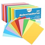 600 Stück Moderationskarten, 12.7 * 7.6cm Karteikarten Lernkarten Blanko DIY Papier Karten für...